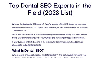 Top Dental SEO Experts 2023
